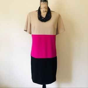 Jessica Howard career dress beige, pink and black